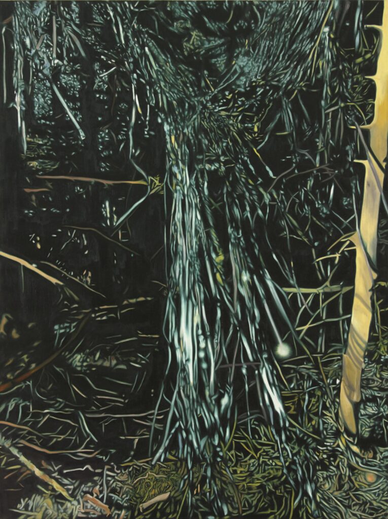 Anna Schnur Tinsel in the forest 02 Oil on canvas 200 x 150 cm 2021